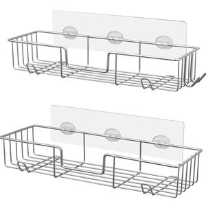 Stainless Steel Wall-Mounted Shower Shelf Set of 2